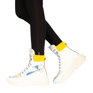 Ghete sport, Pantofi sport dama albi din piele ecologica Reeva - Kalapod.net